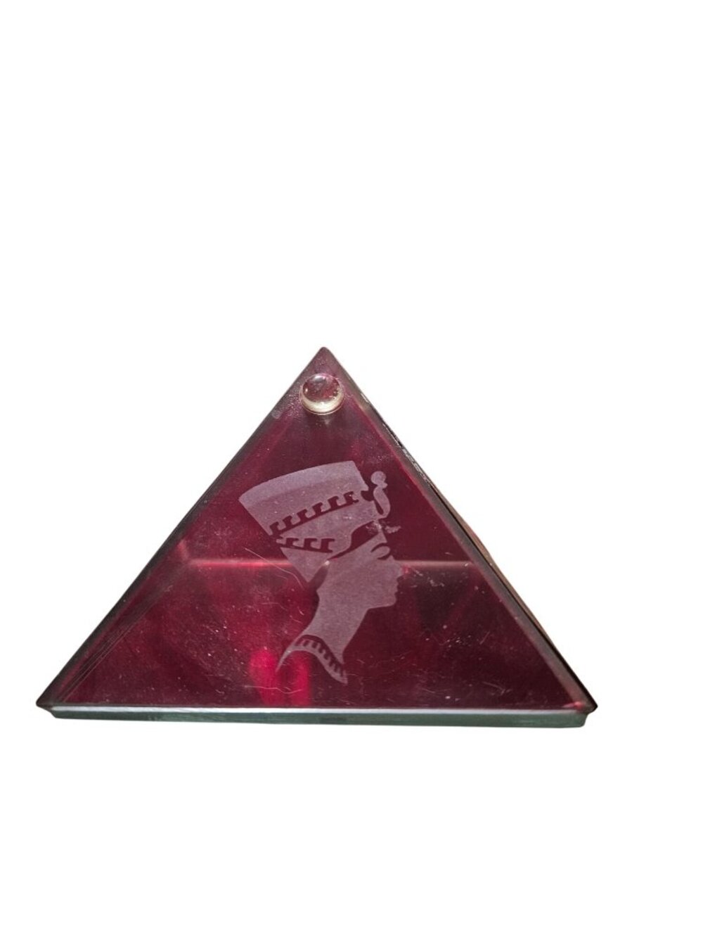Nefertiti Pyramid Paperweight By Kheops International Ruby Glass Figurine